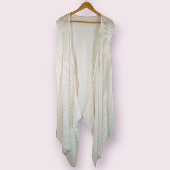 KASPER Waterfall Knit Cardigan Sz L / XL Ribbed Sleeveless Lightweight Summer - Picture 1 of 6